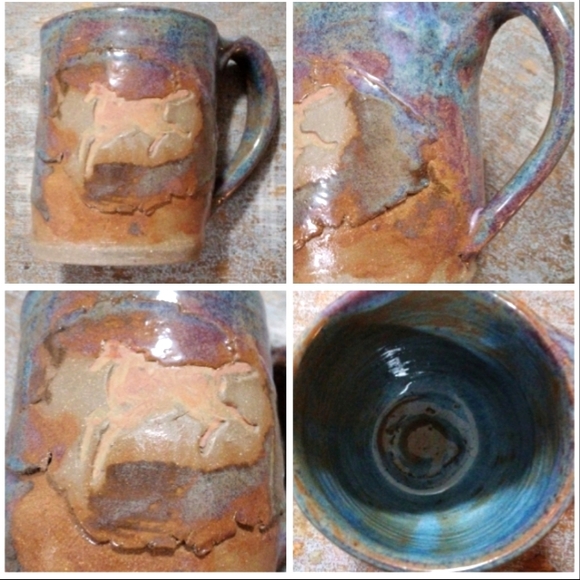 Handmade Other - CPrimitive Petroglyph Style Stoneware Horse Mug,  Rustic, Western, Country